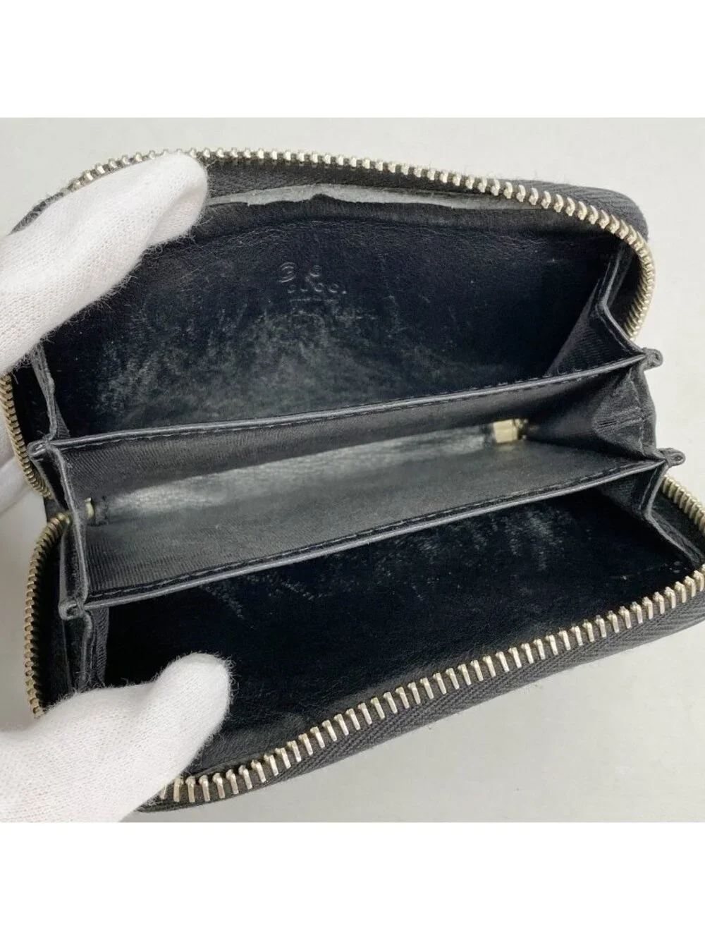 Gucci Coin Case Micro Guccissima Leather Black Champagne Gold - Picture 3 of 8